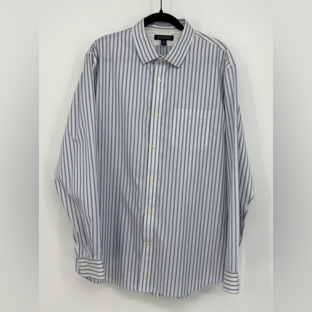 BANANA REPUBLIC Shirt Non-Iron Classic Fit Blue Striped Mens XL (17-17 1/2)